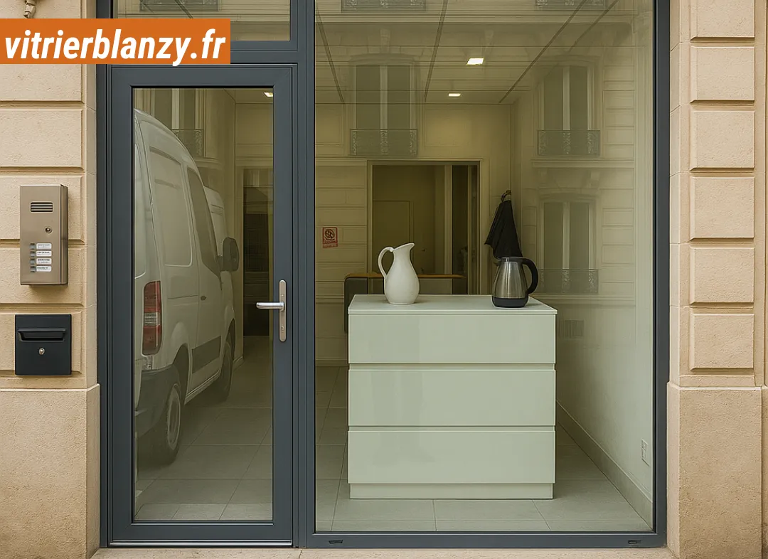 Façade vitrine de magasin en aluminium sur mesure à Blanzy